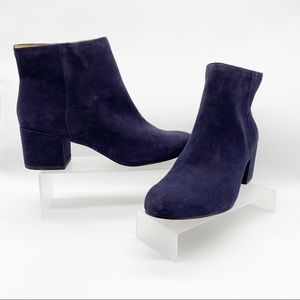 Banana Republic Navy Genuine Suede Block Heel Ankle Booties Size 10